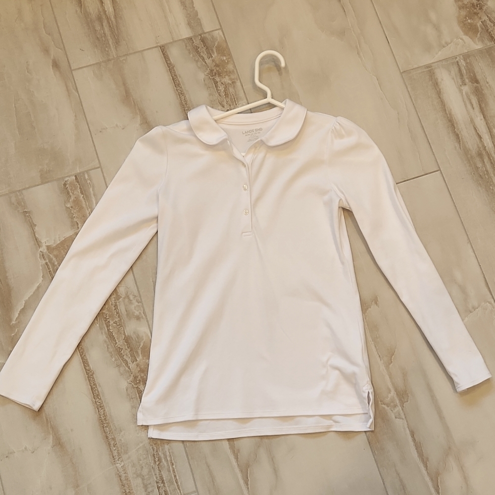 Lands End girls Peter pan collar long sleeve school uniform shirts x2